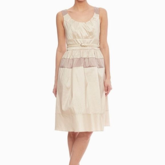 Oleg Cassini Dresses & Skirts - Oleg Cassini Shimmer Cream Lavender Sleeveless Fit & Flare Knee-length Dress